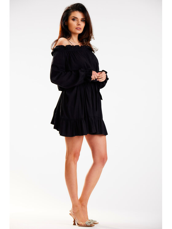Awama Awama Sukienka letnia A578 Czarny Basic Fit