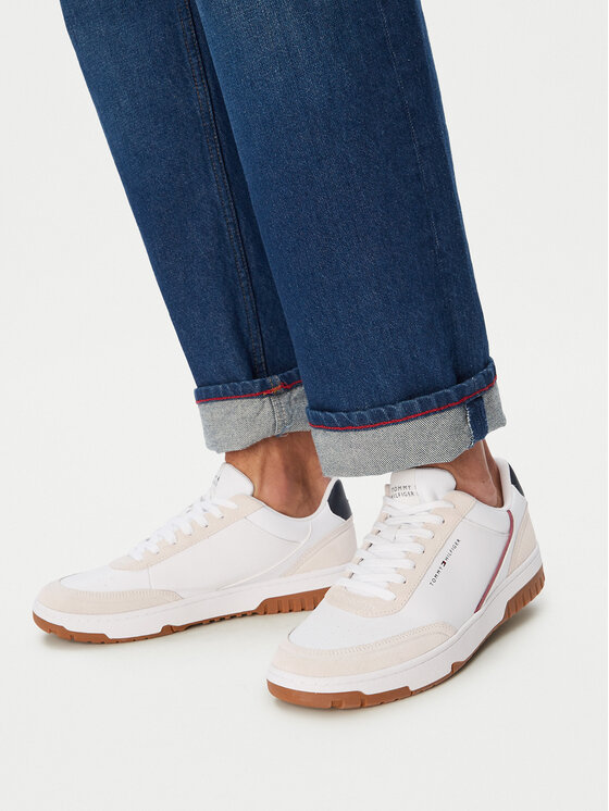 Tommy Hilfiger Tommy Hilfiger Sneakersy Th Basket Core Leather Suede Mix FM0FM05881 Biały