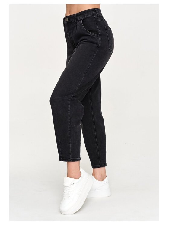 Makadamia Makadamia Jeansy C85 Czarny Baggy Fit