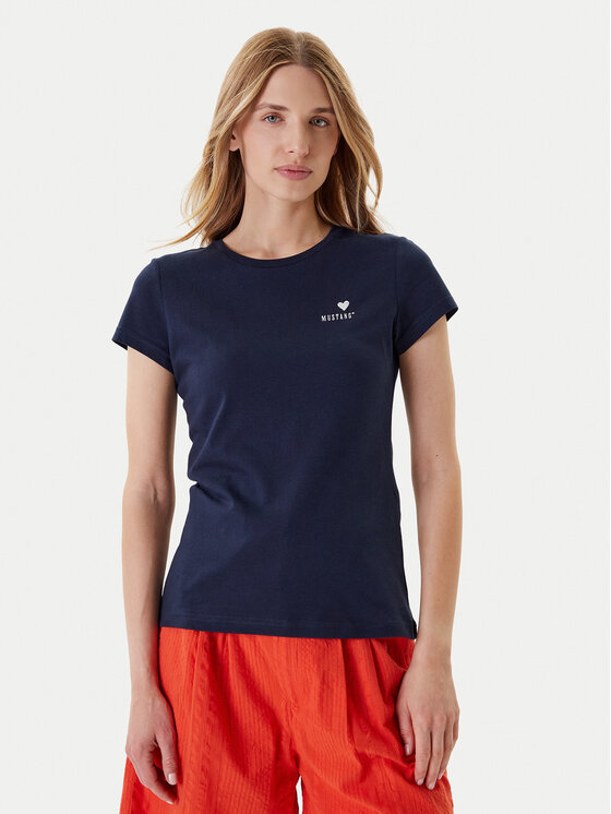 Mustang Mustang Marškinėliai Loa 1016509 Tamsiai mėlyna Slim Fit
