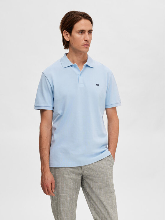 Selected Homme Polo 16087839 Gaiši zils Regular Fit