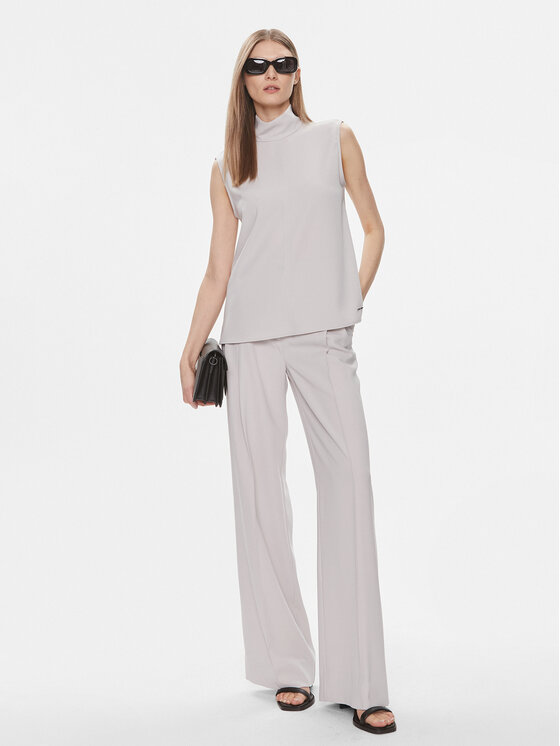 Calvin Klein Calvin Klein Kalhoty z materiálu K20K206774 Šedá Wide Leg