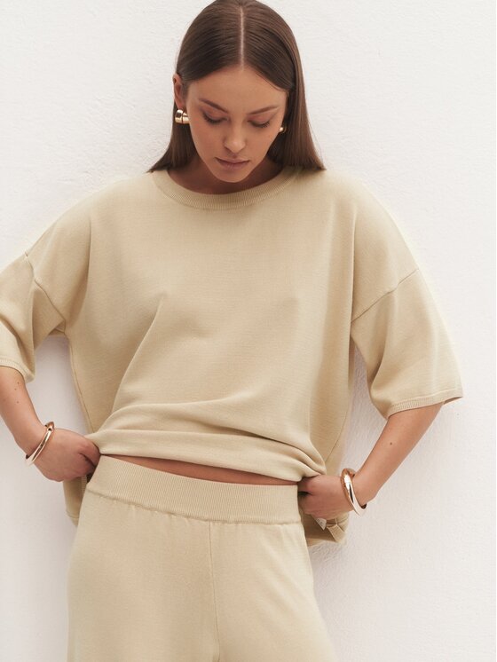 Le Collet Le Collet Bluzka PENIDA Beżowy Oversize