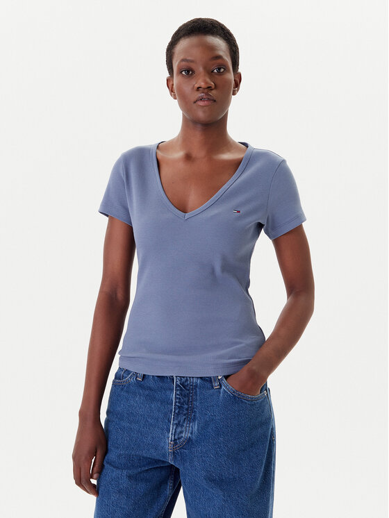Tommy Jeans Tommy Jeans T-Shirt Essential DW0DW17385 Modrá Slim Fit