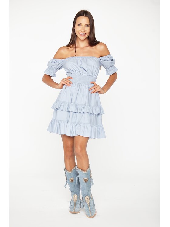 MANDRAGORA MANDRAGORA Vestito estivo Wiskoza- Len Lolipop Blu Flexible Fit