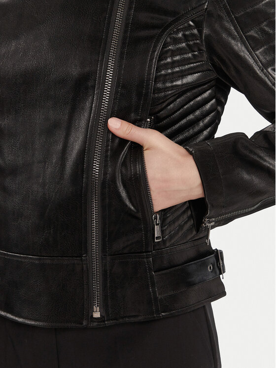 Guess Guess Usnjena jakna W5BL35 W2820 Črna Regular Fit