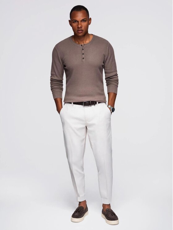 Ombre Ombre Svetr OM-SWSW-0182 Hnědá Regular Fit