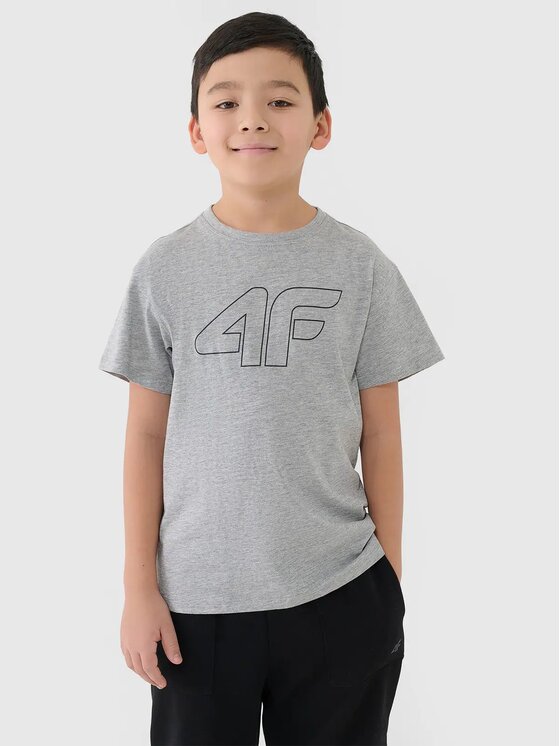 4F 4F T-Shirt 4FJWMM00TTSHM2331 Szary jasny Regular Fit