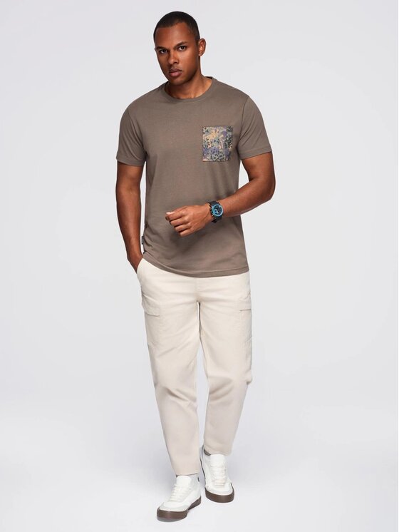 Ombre Ombre T-Shirt OM-TSPT-0227 Zielony Regular Fit