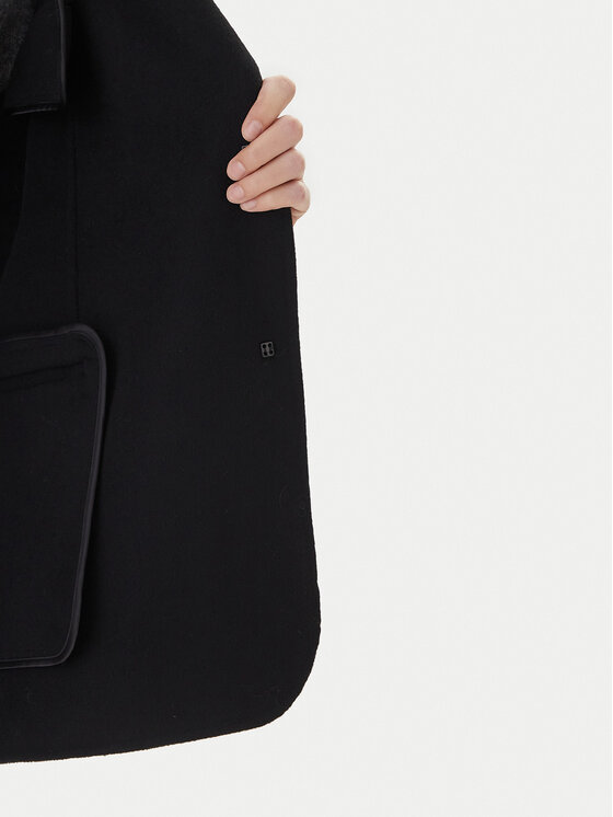 ViCOLO ViCOLO Płaszcz wełniany TF0005 Czarny Regular Fit