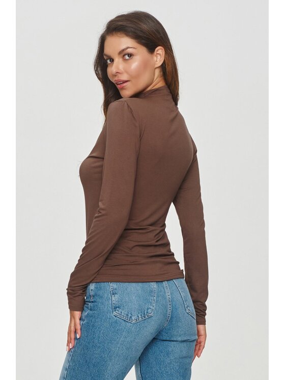 Makadamia Makadamia Bluzka M840 Brązowy Shaped Fit