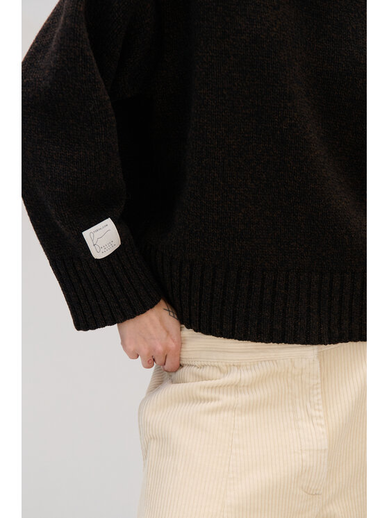Fobya Fobya Sweter F2096 Brązowy Basic Fit