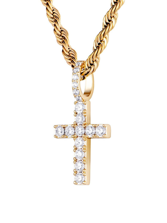 ICED STUFF ICED STUFF Anhänger Micro Diamond Cross Goldfarben