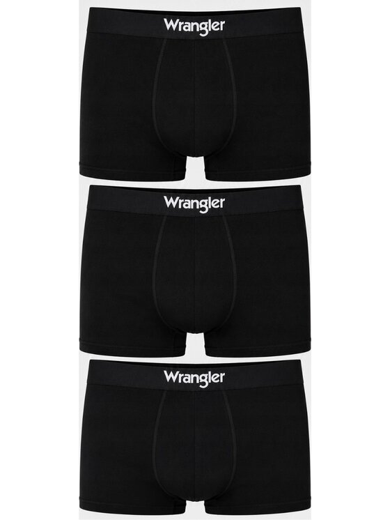 Wrangler Wrangler Bokserki Masson 3 Pack Cotton Elastane Trunks Czarny
