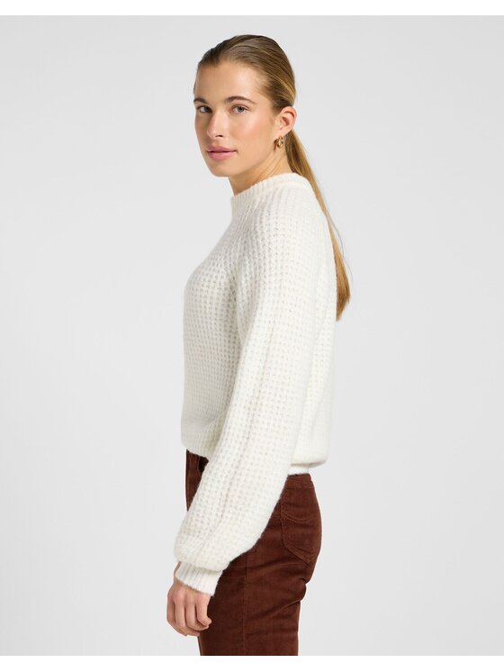 Lee Lee Sweter KNIT SWEATER Biały Regular Fit