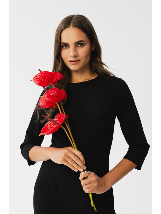 Stylove Stylove Koktejlové šaty S350 Černá Modern Fit