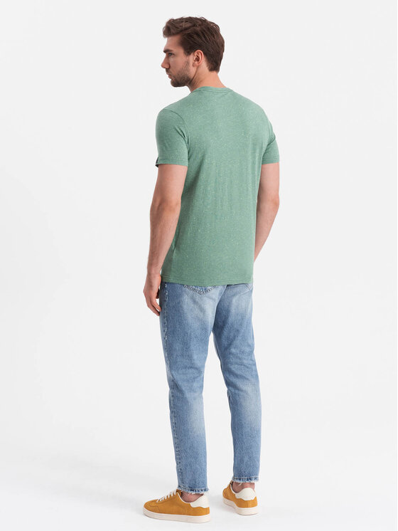 Ombre Ombre T-Shirt OM-TSCT-0178 Zielony Regular Fit