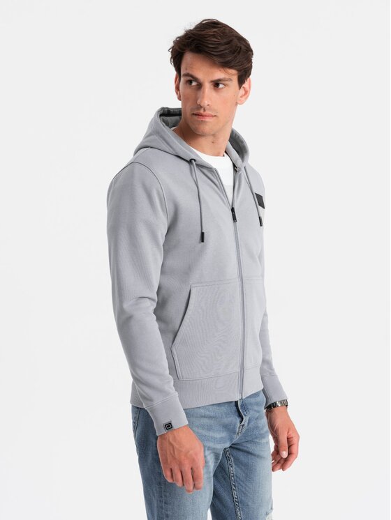 Ombre Ombre Mikina OM-SSZP-0140 Šedá Regular Fit