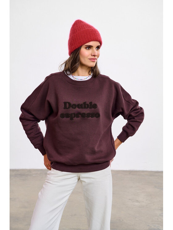 NAOKO NAOKO Bluza Double Espresso Brązowy Reglan Fit