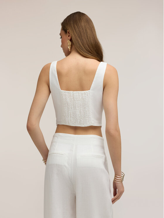 Motivi Motivi Top D052Q000559N011 Bianco Cropp Fit