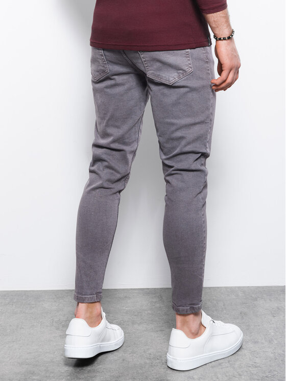 Ombre Ombre Jeansy P1058 Šedá Slim Fit