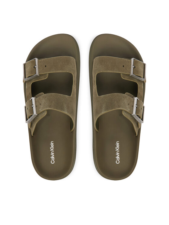 Calvin Klein Calvin Klein Šľapky City Sandal Buckle Suede HW0HW03130 Zelená