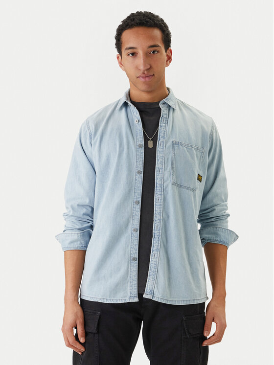 G-Star Raw cămașă de blugi D27083-D252 Albastru celest Regular Fit