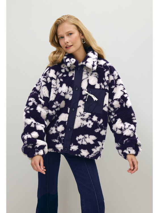BIZUU BIZUU Bunda pro přechodné období TEDDY FLEECE JACKET Modrá Standard Fit