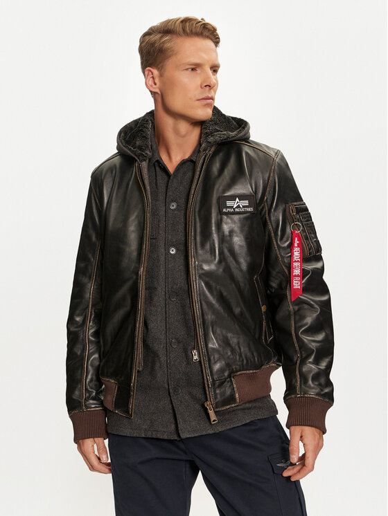 Alpha Industries Giacca di pelle 193129 Marrone Regular Fit Modivo