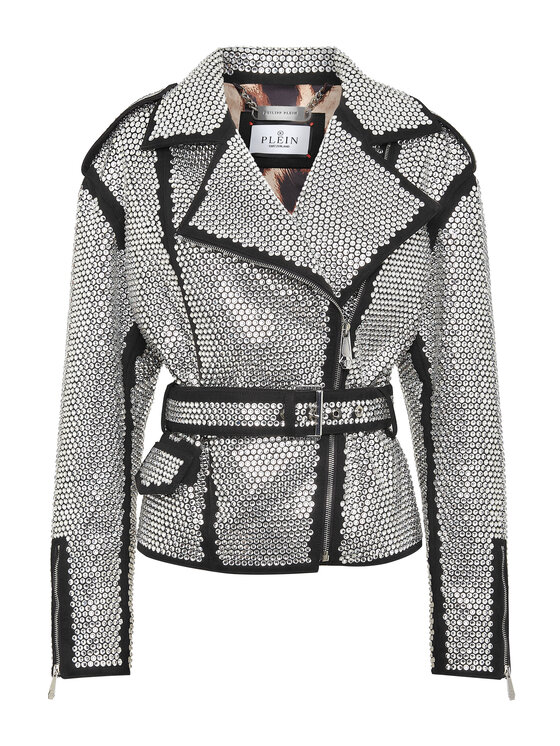 PHILIPP PLEIN PHILIPP PLEIN Kurtka skórzana 20687 Srebrny