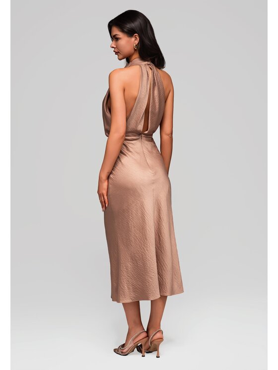 Ombre Ombre Sukienka wieczorowa LA-OM-DLR129 Brązowy Slim Fit