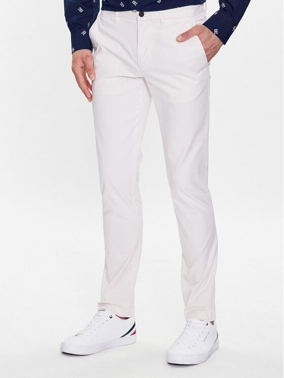 Tommy Hilfiger Chino nohavice Bleecker MW0MW26619 Biela Slim Fit