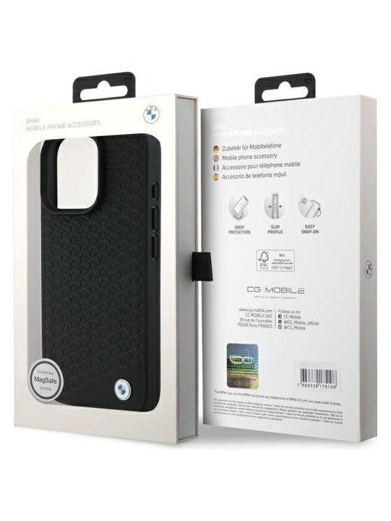BMW Motorsport BMW Motorsport Etui na telefon Sign Leather Diamond Metal Logo Czarny