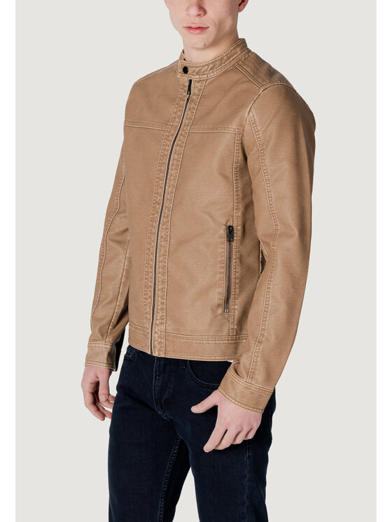 Jack&Jones Jack&Jones Μπουφάν δερμάτινο JJEWARNER WASHED PU JACKET NOOS Μπεζ Casual Fit