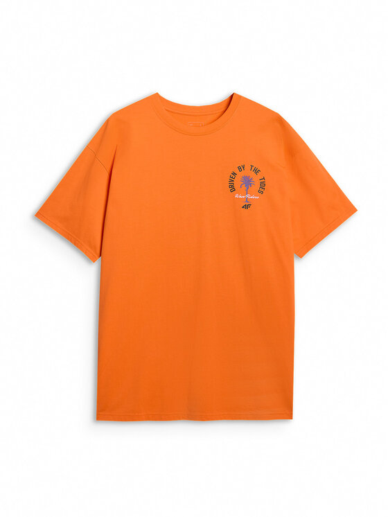4F 4F T-Shirt FOB SUMMER Pomarańczowy Oversize