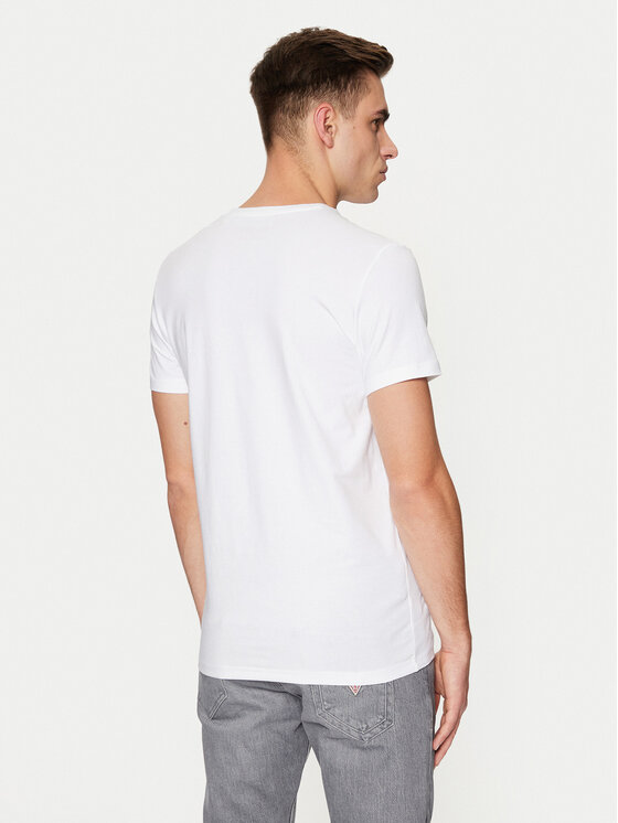 Guess Guess Marškinėliai Caleb U97M00 KCD31 Balta Slim Fit