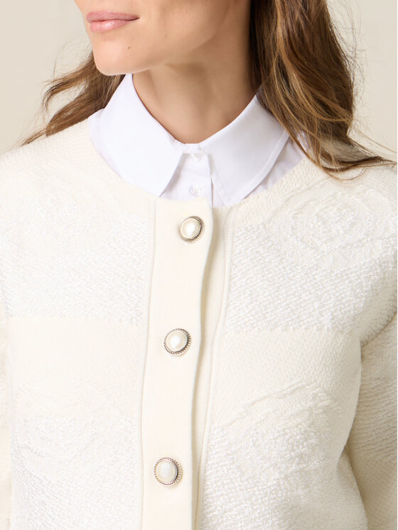 Oltre Oltre Cardigan M524J005296N011 Bianco Boxy Fit