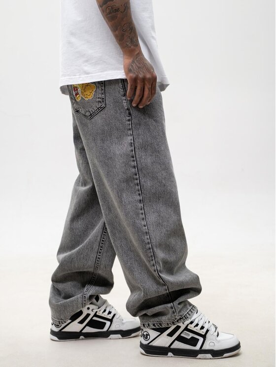 Jigga Wear Jigga Wear Jeansy Super bagy spray marmurkowe 130748 Czarny Baggy Fit