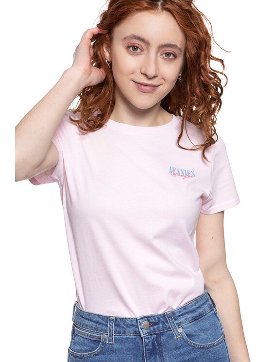 Wrangler Wrangler T-Shirt REGULAR TEE Różowy Regular Fit