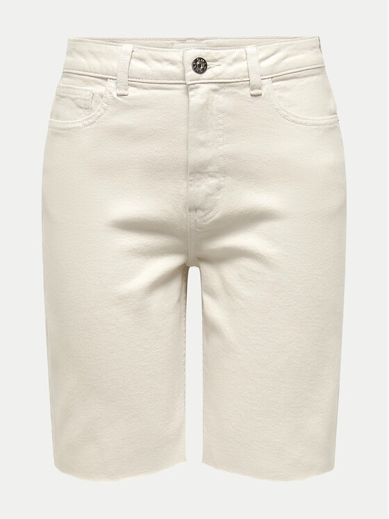 ONLY ONLY Szorty jeansowe Emily 15311258 Écru Mom Fit
