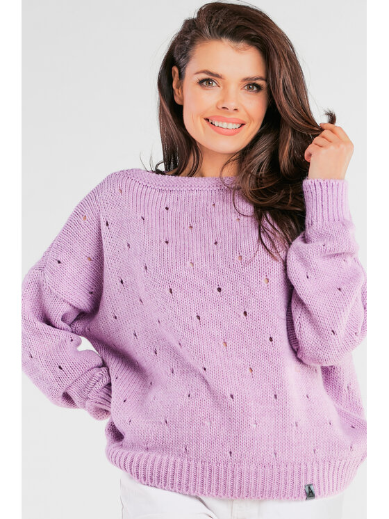 Awama Awama Sweter A445 Fioletowy Basic Fit