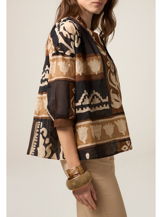 Oltre Oltre Bluzka 2235E100340N0Z2 Brązowy Boxy Fit