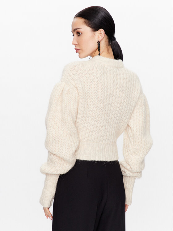 ROTATE ROTATE Pulover Knit Puff Sleeve RT2287 Écru Regular Fit