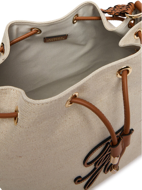 Tommy Hilfiger Tommy Hilfiger Torebka Th Elev Summer Bucket Canvas AW0AW18631 Beżowy