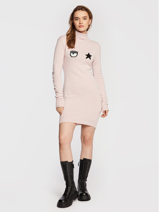 Chiara Ferragni Chiara Ferragni Vestito di maglia 73CBOM22 Rosa Slim Fit