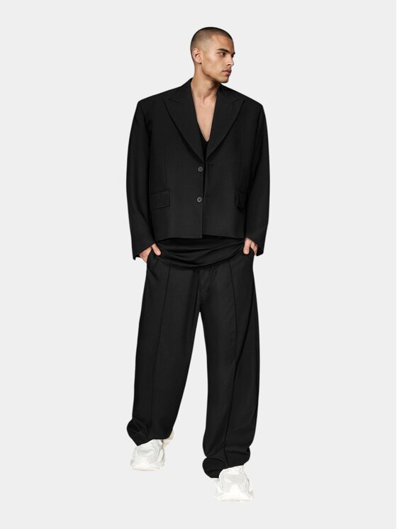 MADE BY SOCIETY MADE BY SOCIETY Spodnie materiałowe Pantaloni Ember Loose - P17198 Czarny Basic Fit