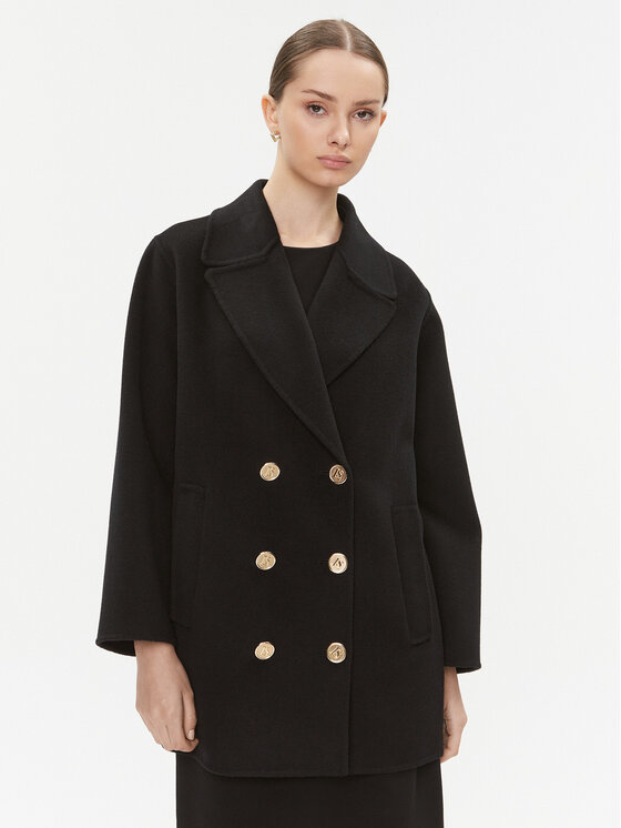 Luisa Spagnoli Prechodný kabát Sughero 540209 Čierna Regular Fit