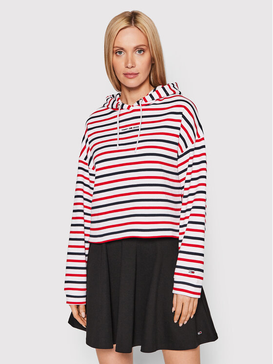 Tommy jeans striped hoodie best sale