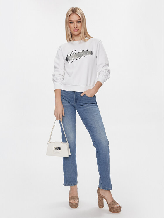 Guess Guess Mikina W4RQ15 K9Z21 Biela Regular Fit