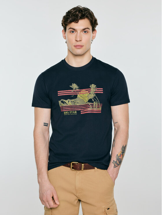 BIG STAR BIG STAR T-Shirt REGGER Granatowy Basic Fit